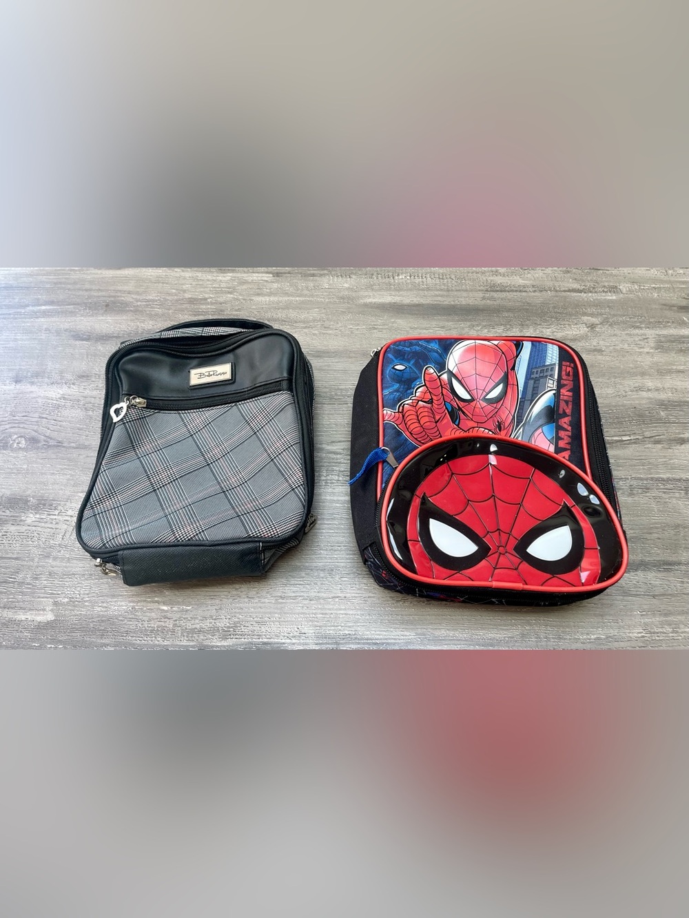 Marvel Spider-Man Kids lunch box & black n white upscale cooler pouch